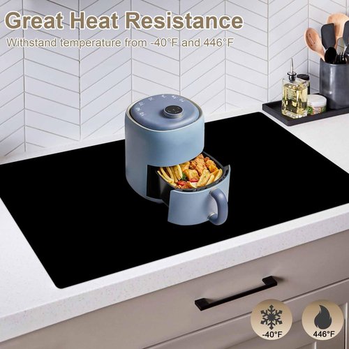 78.7"x15.7"(200cmx40cm) Large Silicone Mats for Countertop, Heat Resistant Mat, Waterproof Nonslip Silicone Kitchen Counter Mat, Nonstick Table Placemat, Multipurpose Mat, Black