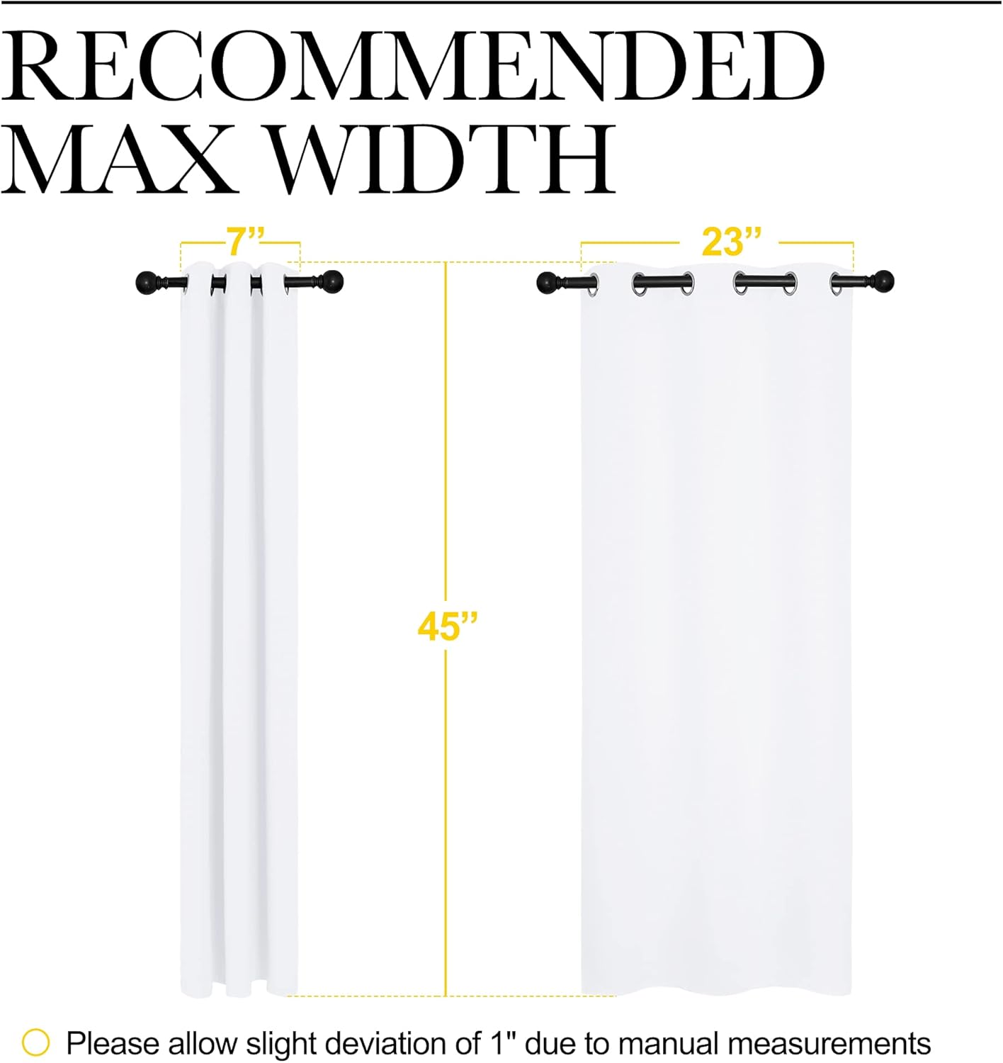 NICETOWN Curtains - Grommet Drapery Panels for Small Windows | 50% Light Blocking, 2-Pack, White (29" x 45")