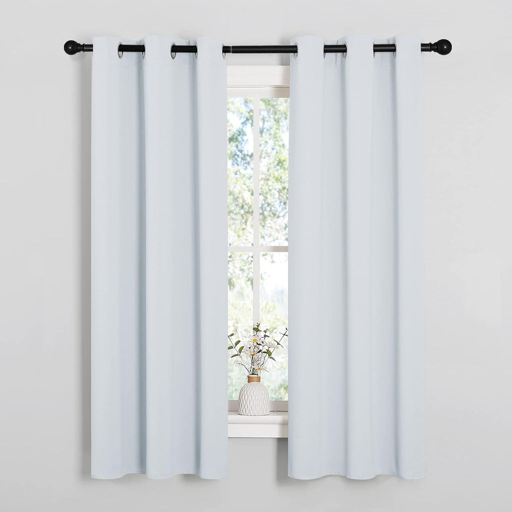 NICETOWN Room Darkening Curtains - Thermal Insulated Grommet Drapes for Bedroom | Greyish White, 2 Panels, 34x63