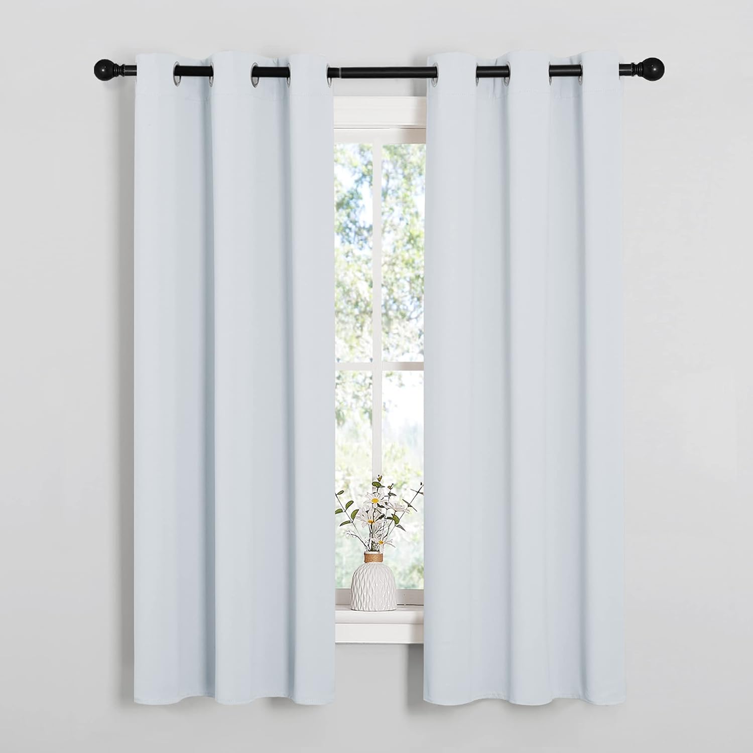 NICETOWN Room Darkening Curtains - Thermal Insulated Grommet Drapes for Bedroom | Greyish White, 2 Panels, 34x63
