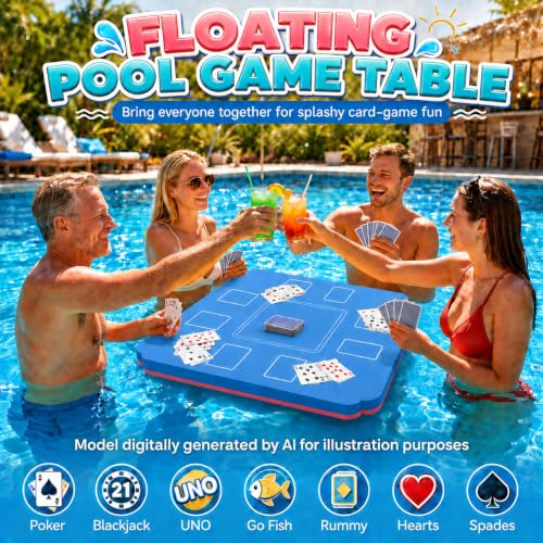 31.5-Inch Floating Mahjong and Card Game Table for Pool and Hot Tub