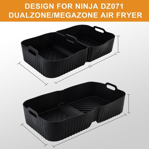 HOMELYLIFE Air Fryer Silicone Liners Accessories 9 Pcs for Ninja DZ071 7-QT DualZone Megazone Air Fryer, Include 3 Pcs Liners,Taco Holders,Oil Brush,Silicone Loves,Kitchen Tongs