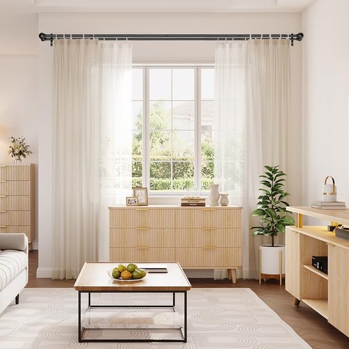 GXOACKJ Double Curtain Rods - Adjustable Heavy-Duty Drapery Rods for Windows 36-90 Inch | Black Finish