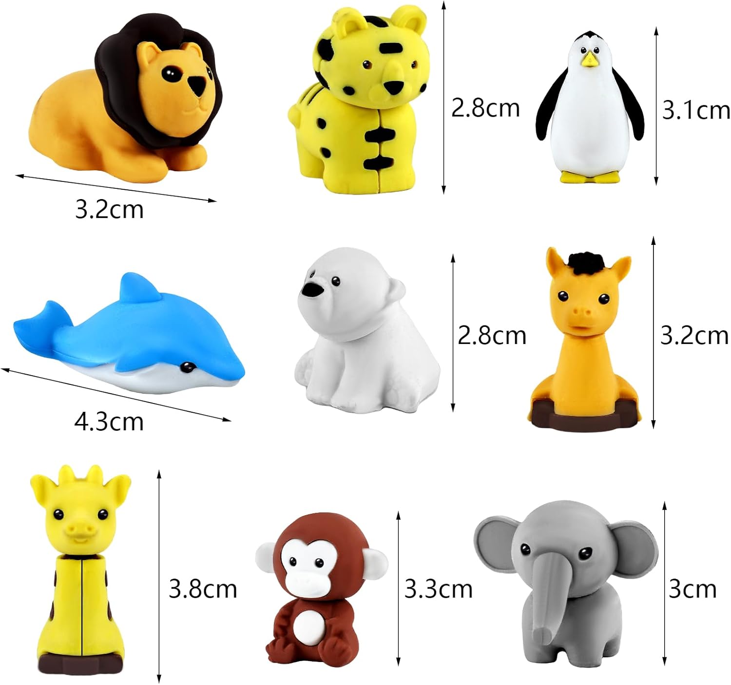 URSKYTOUS 60Pcs Animal Erasers - Fun Desk Pets for Kids | Ideal Classroom Prizes & Party Favors
