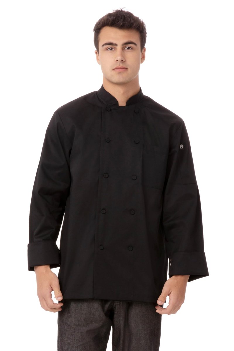 Chef Works Men's Calgary Cool Vent Chef Coat, Black, XX-Large