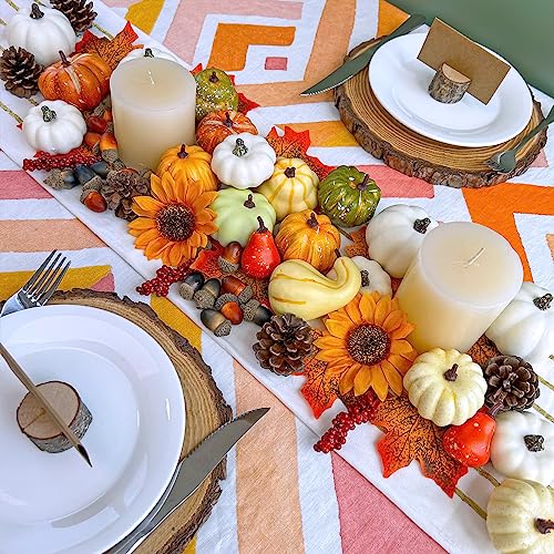 60-Piece Artificial Fall Harvest Decor Set with Pumpkins, Acorns & Pinecones
