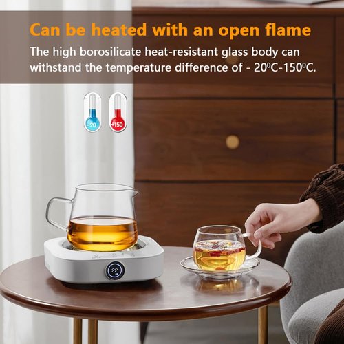 Lazy Kungfu Drip TeaPot, Heat Resistant Tea Set, Semi-Automatic Glass Teapot Suit for Magnetic Water Flow Wooden Glass Teapot Set