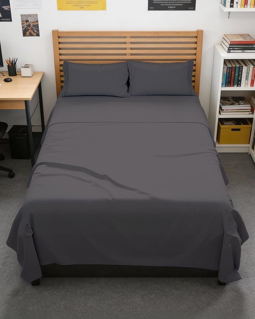 Full XL Bed Sheet Set by Hotel Luxury | 4-Piece Soft, Breathable & Cooling Bedding - Deep Pockets, Fade & Wrinkle Free - Dark Grey