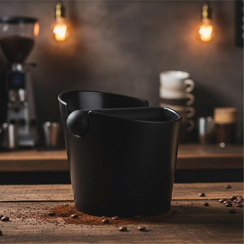 Ailelan Coffee Knock Box, Espresso Dump Bin, Coffee Bin, 4.8 Inch Espresso Knock Box Shock-Absorbent Durable Barista Style with Removable Knock Bar and Non-Slip Base(Round)