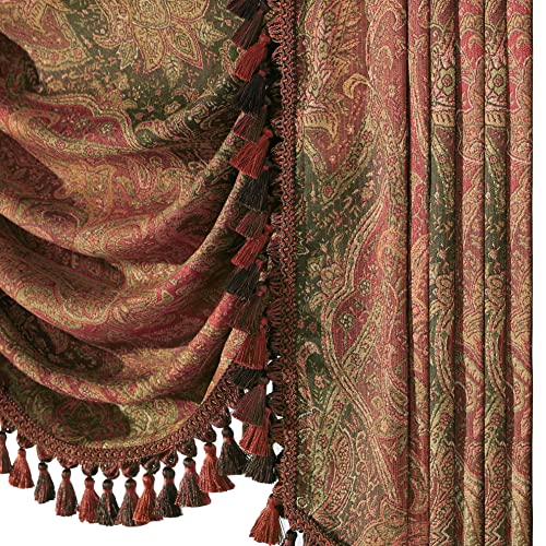 Loom and Mill Jacquard Waterfall Valance 39"W x 45"L Gradient Red - Vintage Elegance