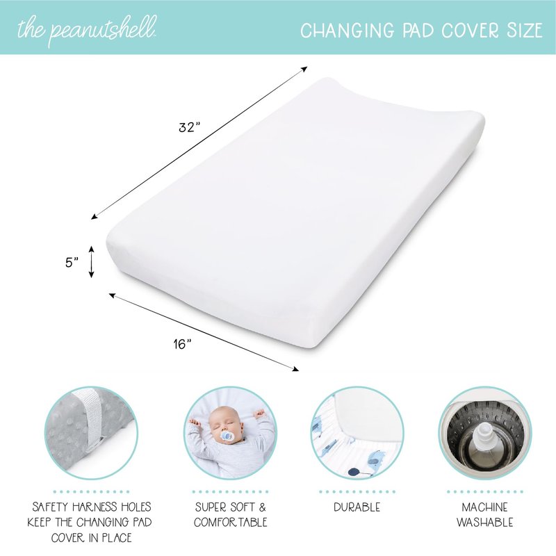 The Peanutshell Baby Girl or Boy Changing Pad Covers Set of 3 - Ultra Soft Baby Cover - Fits Standard Changing Table Pads, Durable, Machine Washable Sheets - Celestial Elephant