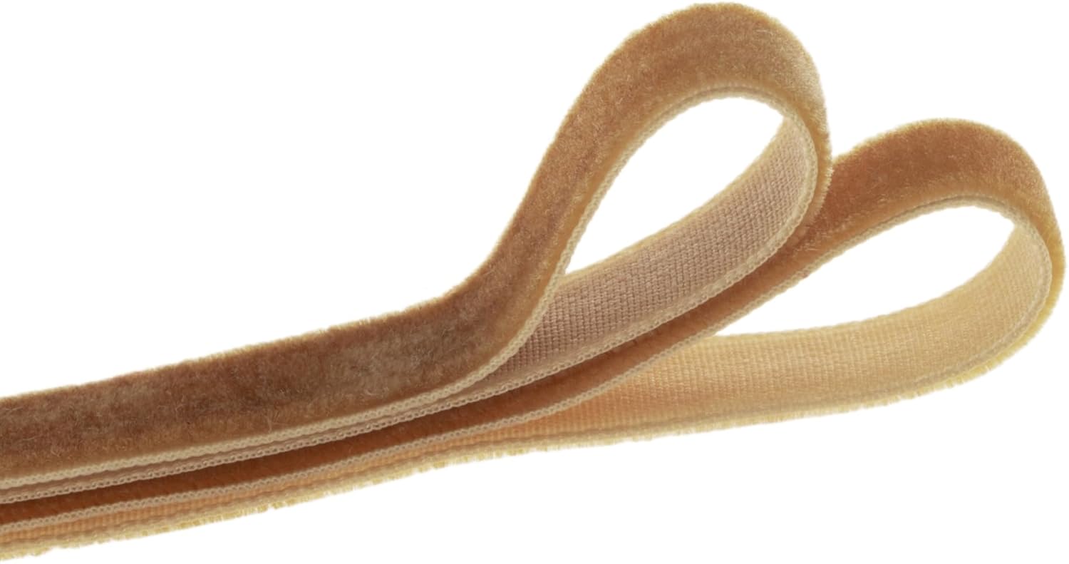 QIANF Vintage Khaki Velvet Ribbon - Luxurious Soft Texture | 3/8 Inch x 25 Yards