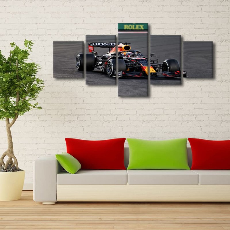 TUMOVO Wall Art for Living Room Home Modern Decor Canvas Racing Car Pictures House Decorations Sports Car Artwork Paitings 5 Panel Framed Posters and Prints Stretched Ready to Hang -50''Wx24''H