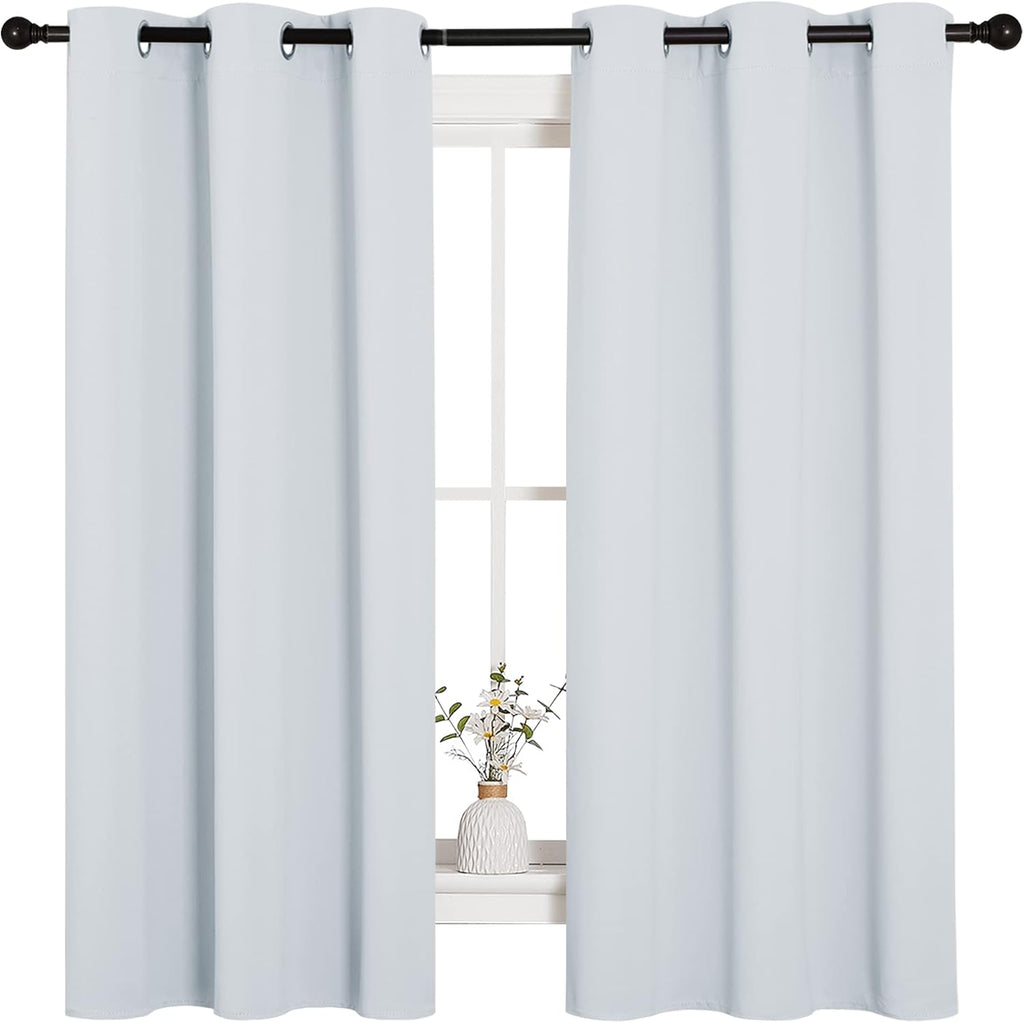 NICETOWN Thermal Insulated Grommet Room Darkening Curtains - 2 Panels, 42" x 63", Platinum-Greyish White