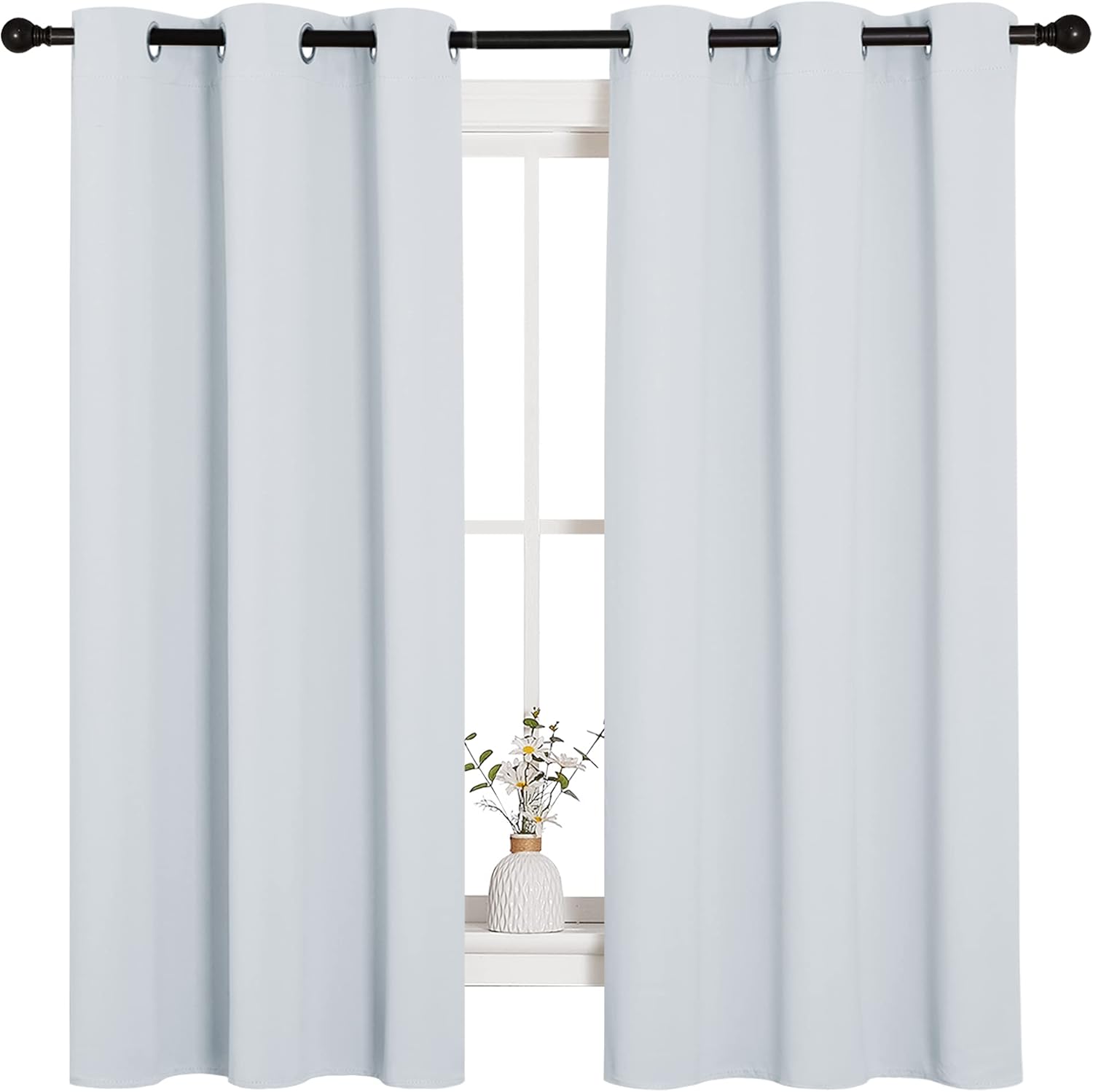 NICETOWN Thermal Insulated Grommet Room Darkening Curtains - 2 Panels, 42" x 63", Platinum-Greyish White