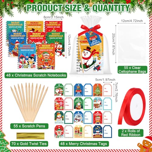 Funrous 48 Pack Christmas Scratch Art Set with Gifts - Traditional Variant