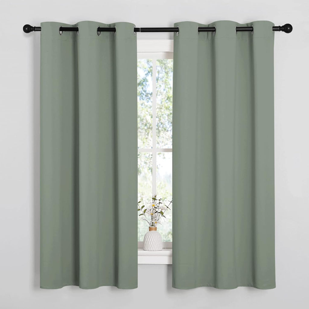 NICETOWN Blackout Curtains - Thermal Insulated Grommet Top Drapes for Nursery | Greyish Green, 42 x 63 Inches