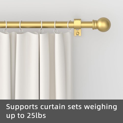 GXOACKJ Decorative Gold Curtain Rods - Heavy Duty Metal Set for Windows 32-48 Inch | 5/8 Inch Diameter