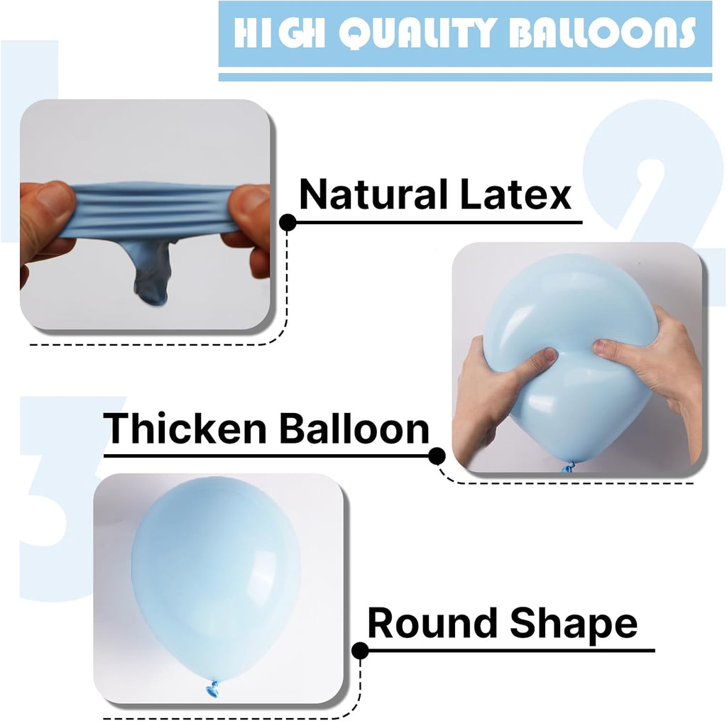 PartyWoo Baby Blue Balloon Arch Kit - 123pcs in Various Sizes for Graduation, Baby Shower & Gender Reveal Decor