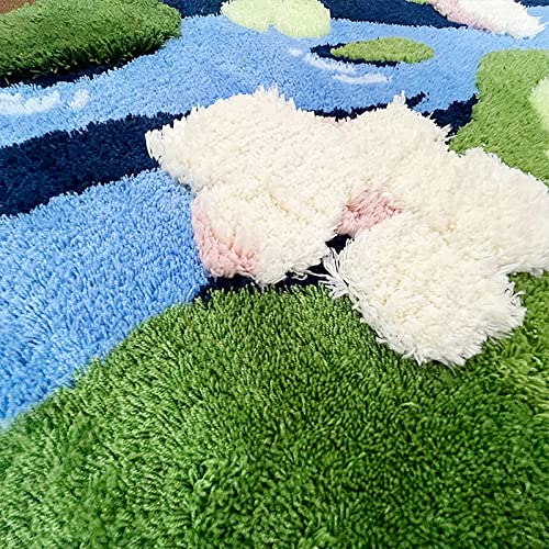Moss Shape Bath Mat, Soft Plush Shag Rug for Bathroom and Nursery, 55x27