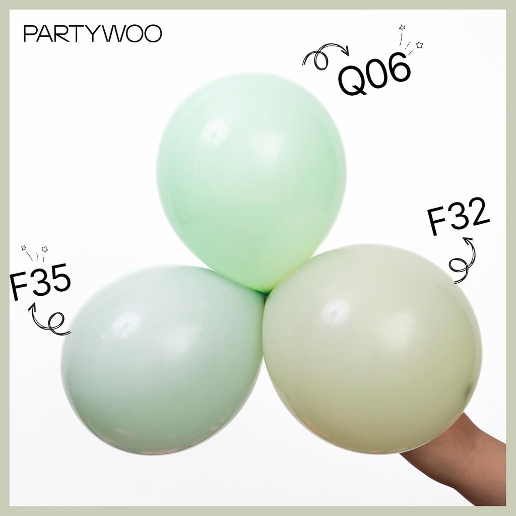 PartyWoo Mint Green Balloons - 50 Pcs 12 Inch Pastel Latex Helium Balloons for Celebrations