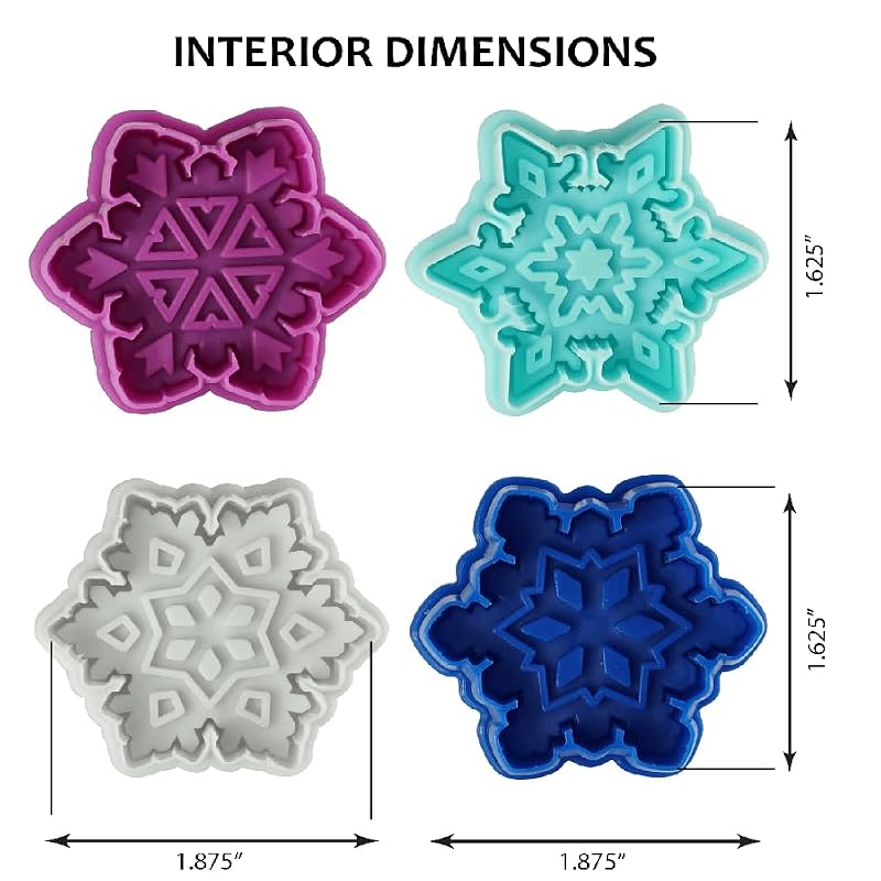 Snowflake Cookie Cutter Set 4 × 2in – Assorted Winter Shapes for Cookies & Pastry