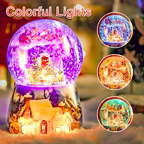 Christmas Snow Globe Music Box with LED Lights - Plays 14 Songs