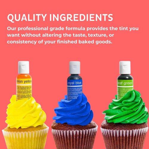 Chefmaster Liqua-Gel Food Coloring - Vibrant, Fade-Resistant Colors - 8 Pack - Easy to Blend, Made in the USA