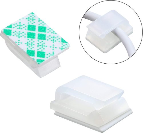 Hicarer 100 Pcs Adhesive Cable Clips - Wire Management Holders for Home, Office & Outdoor Use | Small, White
