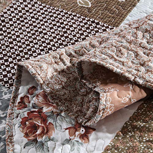 HoneiLife Floral King Quilt Set - 3 Piece Reversible Microfiber Bedspread