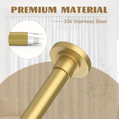 GXOACKJ Gold Shower Curtain Rod - Adjustable 31-80 Inch Spring Tension, No Drill, Rust-Resistant Stainless Steel
