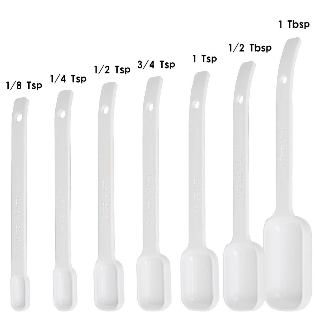 SPUVGVC Plastic Measuring Cups and Spoons Set, White Dry Measuring cups Set with Spout and Leveler for Kitchen and Baking, BPA free and Dishwasher Safe, Nesting Measuring Cups Set 15