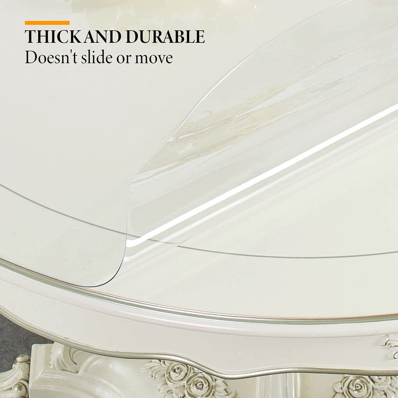 Deep Dream 1.5mm Thick 48 Inches Clear Round Table Protector, Round Table Cover, Tablecloth Protector, Table Protector for Dining Room Table & Office