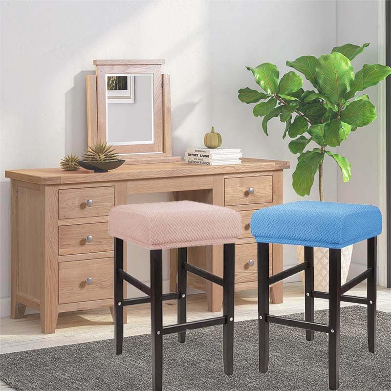Rectangle Bar Stool Covers Set of 2 - Stretch Washable Cushion Slipcovers