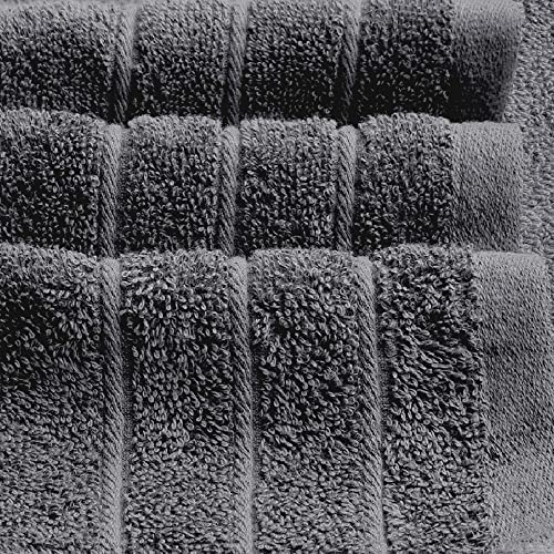 Tens Towels 4-Piece Extra Large Cotton Bath Towels, 30x60 Dark Grey