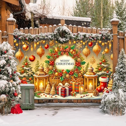Merry Christmas Banner 71x43 in Holiday Decor Festive Wall Backdrop - BlissYard Christmas Banner #03
