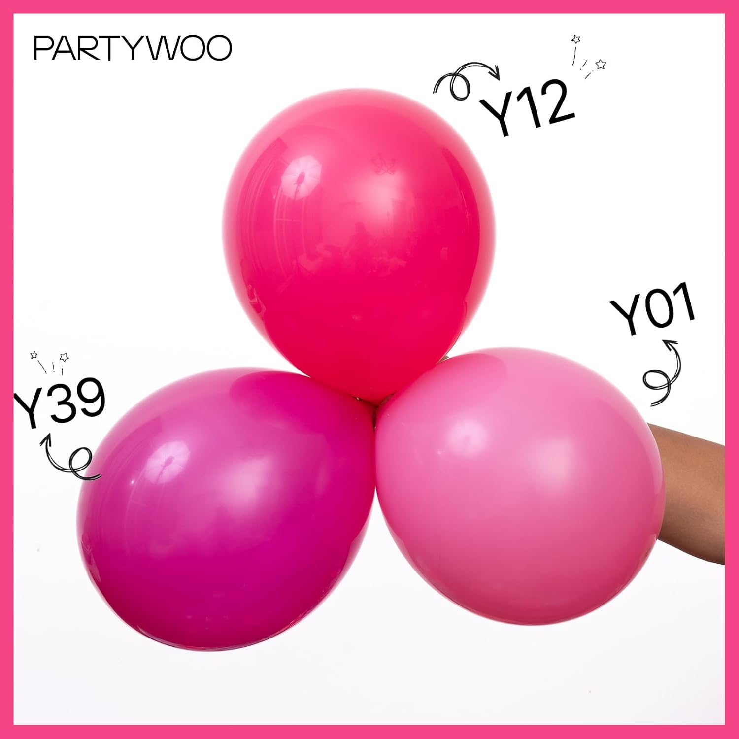 PartyWoo Hot Pink Balloon Arch Kit - 127pcs in Various Sizes for Baby Shower & Birthday Decor | Magenta Fuchsia