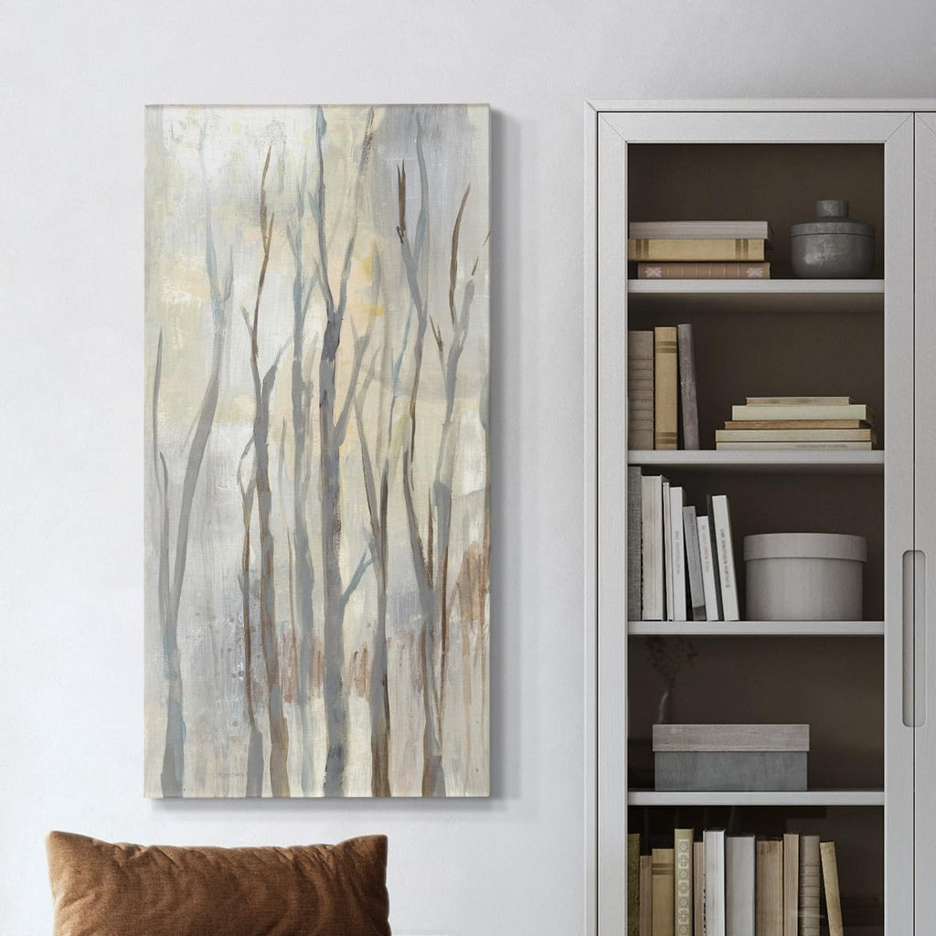 Renditions Gallery Canvas Nature Art Paintings for Living Room Wispy Tall Birch Trees in a Mist Abstract Hanging Artwork Prints for Kitchen Hotel Bedroom Walls - 16"X32" LT520