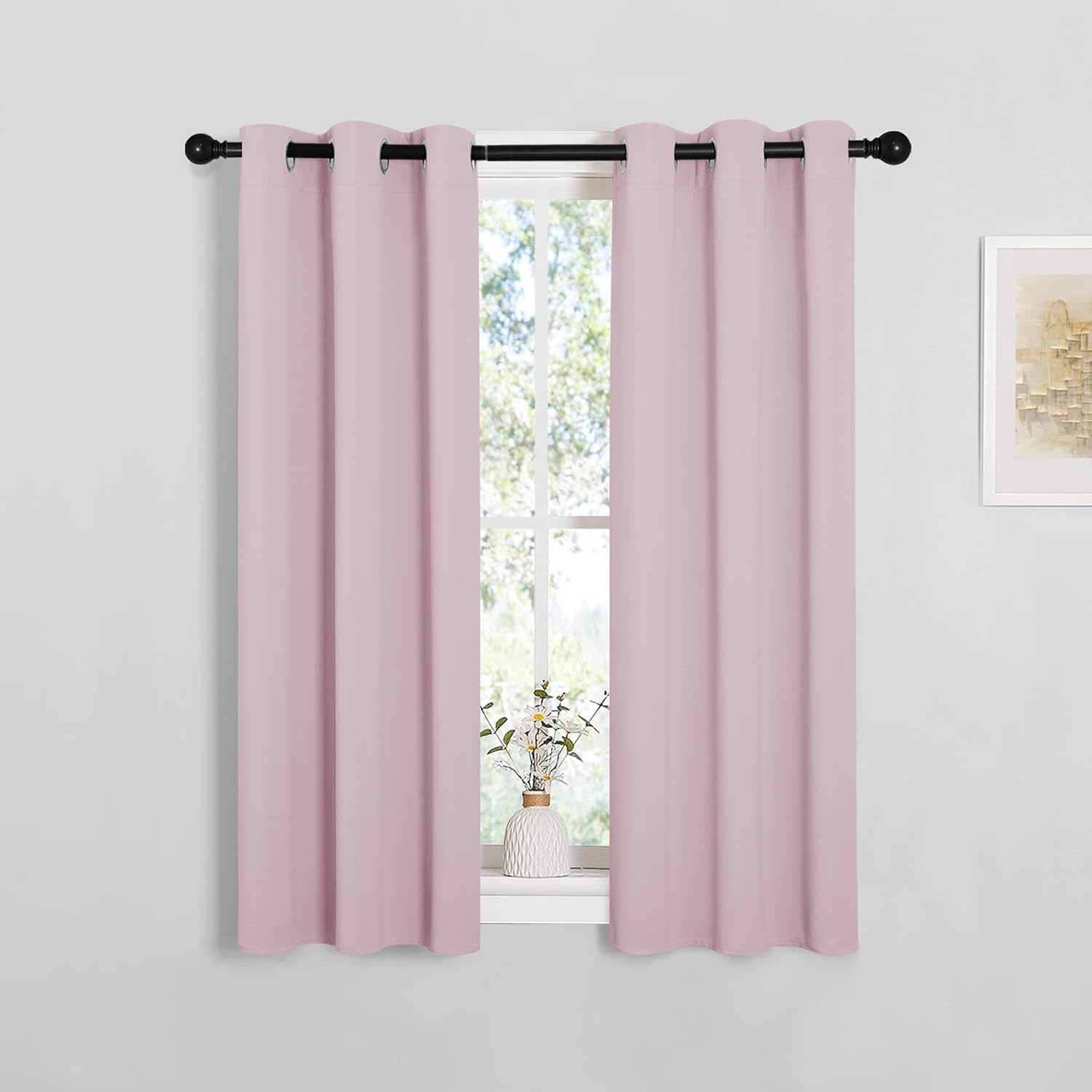 NICETOWN Blackout Curtain Panels - Thermal Insulated Grommet Drapes for Girls Room | Baby Pink & Lavender Pink, 29 x 45 Inch, 1 Pair