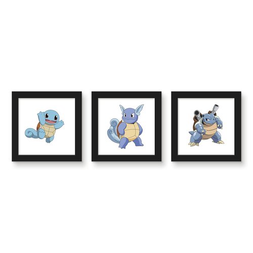 Trends International Gallery Pops Pokémon - Squirtle Evolutions Wall Art Bundle (3-Pack) Gallery Pops Wall Art, Black Framed Version