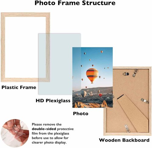 JCJMY 6x9 Picture Frame - Versatile Wall & Tabletop Display | Shatter-Resistant Plexiglass, Natural Finish