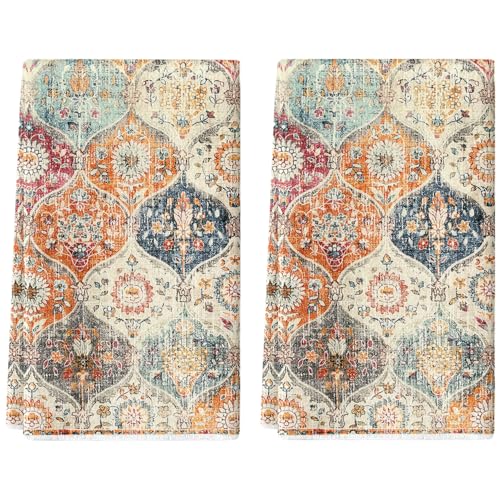 LHAIFA Boho Floral Kitchen Towels Set of 2 - 18x26 Inch Absorbent Dish Towels for Home & Farmhouse Decor