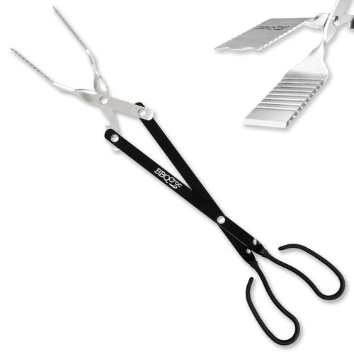 3-in-1 Barbecue Tool 21-inch by BBQ Croc - Extra Light and Xtra Long Tongs, Spatula and Grill Scraper (Black)