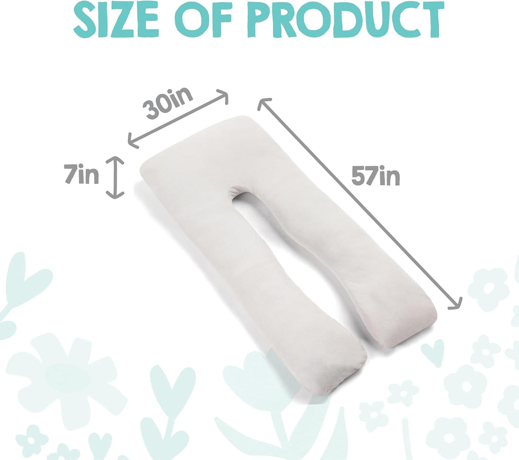 Regalo Premium U-Shaped Pregnancy Pillow - Ultra Soft Full Body Support for Sleeping & Feeding | Grey Removable Cover