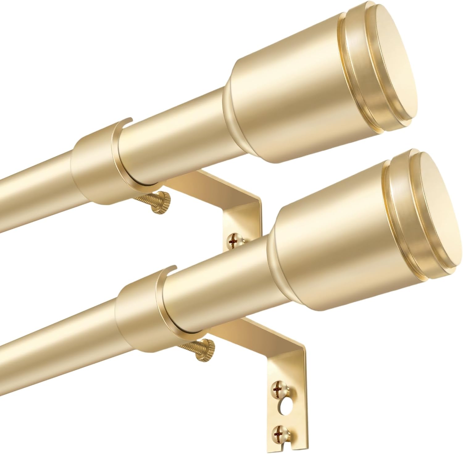 Regine Switzerland Adjustable Gold Curtain Rods - 30-45 Inch for 30-39 Inch Windows | 2 Pack with Brackets