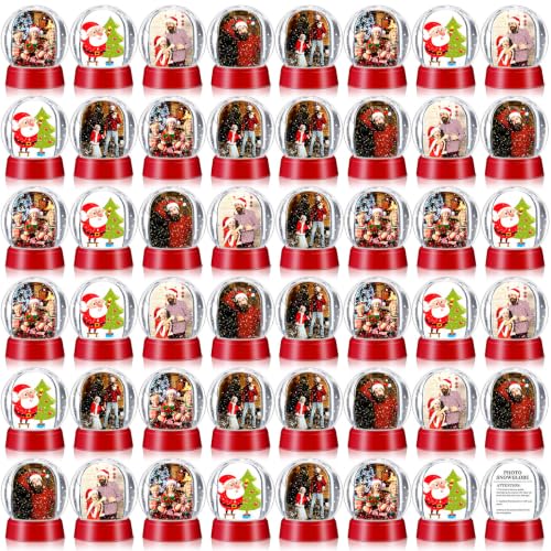 Wettarn 48 Pcs Christmas Photo Snow Globes DIY Craft Kit in Red