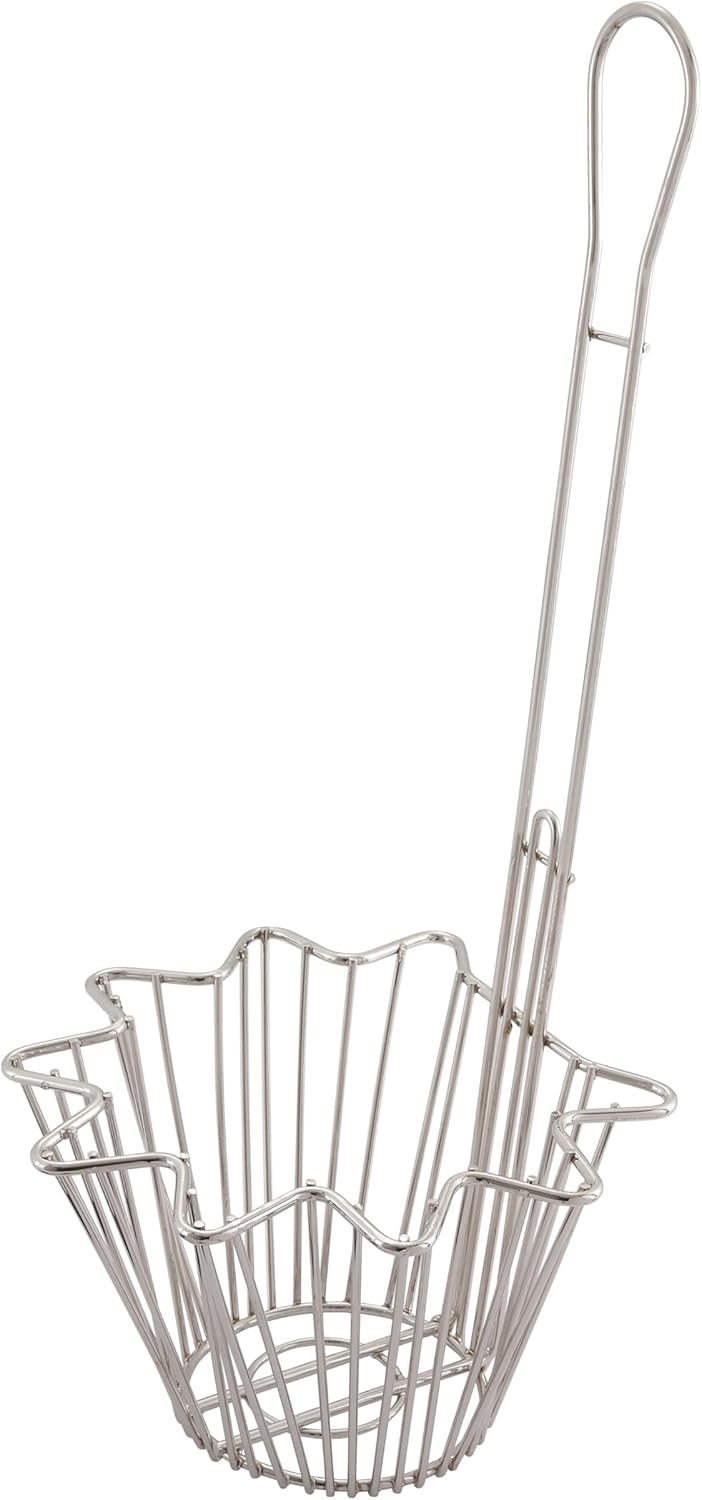 Winco Taco Salad Bowl Fry Basket - Round Chrome Design | 18" Height, Medium Size