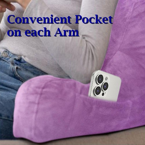 ComfortSpa Reading Pillow Replacement Cover for 19 inch Back Rest Pillow, Polyester Velour Machine Wash and Dry (Lavender)