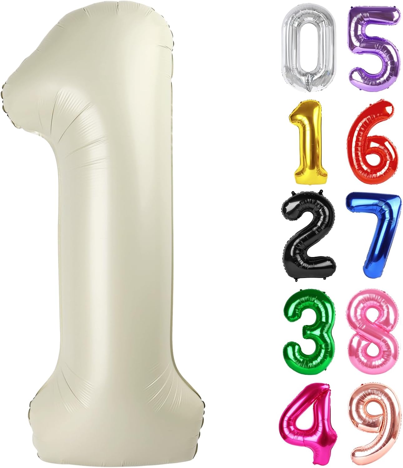 Skiennix 40-Inch Cream Number 1 Balloon - Shiny First Birthday Decoration for Boys & Girls