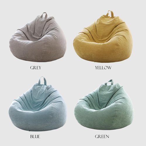 ISAENNE Large Bean Bag Chair Cover Only(No Filler),Blue Bean Bag Covers Stuffable Bean Bags Memory Foam Soft Premium Corduroy Stuffable Bean Bags for Kids,35.4"*30.7"*30.7"